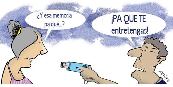 El paquete semanal ha tenido un gran impacto en las maneras de consumir audiovisuales en Cuba. Caricatura. Adán
